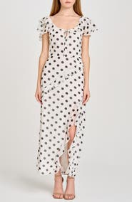 WAYF Violetta Polka Dot Ruffle Sleeve Dress