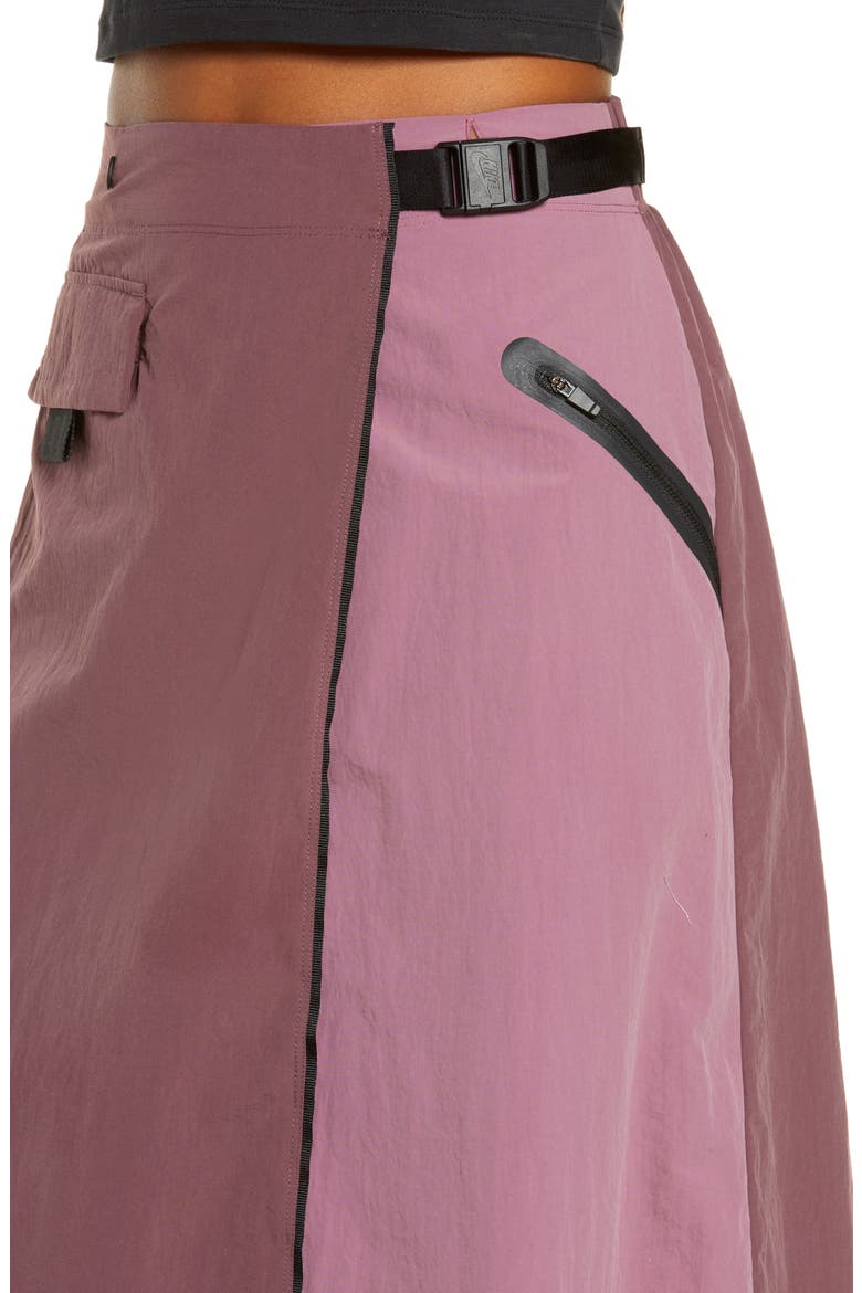 Sportswear Tech Pack Wrap Skirt, Alternate, color, DARK WINE/ LIT MULBERRY/ BLACK