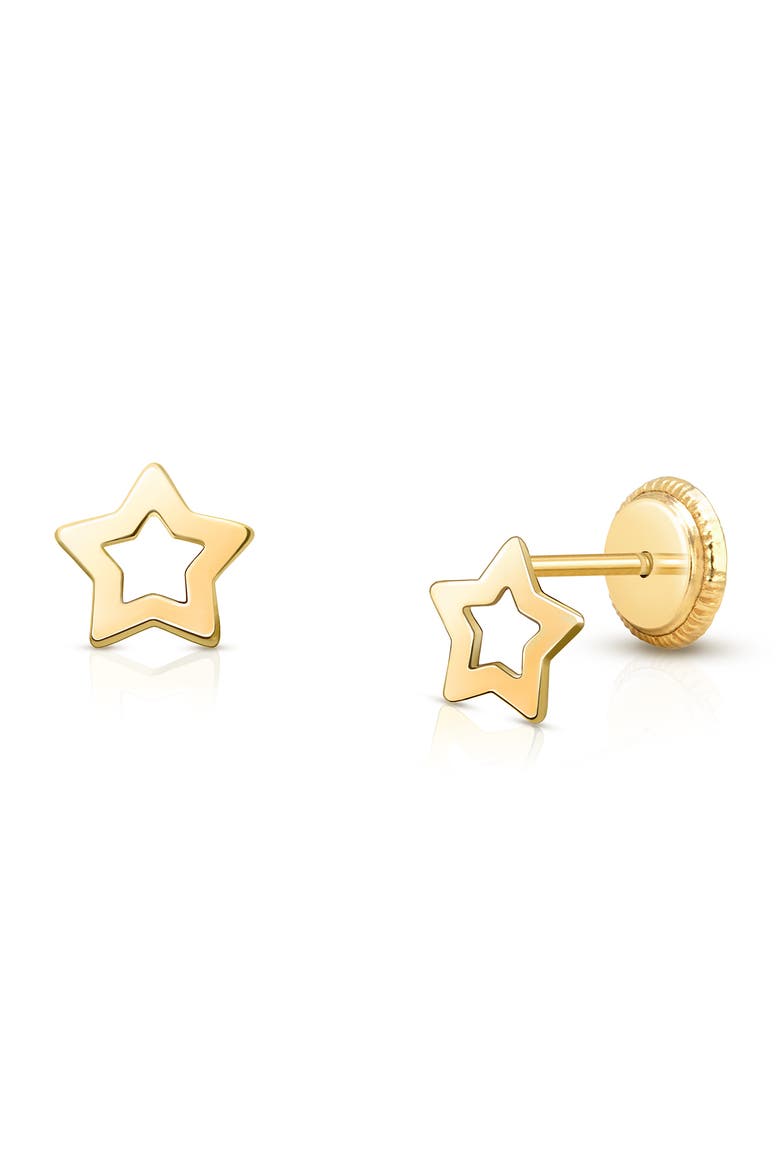 14K Gold Wish Upon a Star Studs Screw Back Earrings, Main, color, 14K Yellow Gold