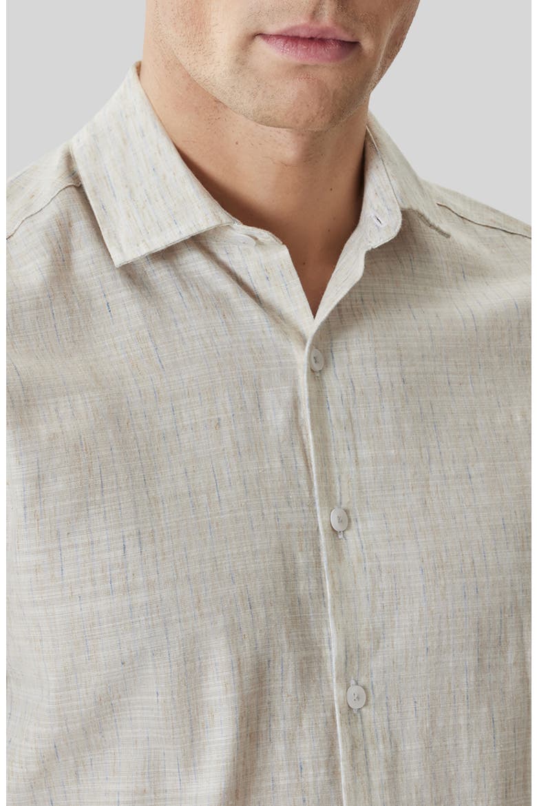 Junpeli Cotton & Linen Blend Button-Up Shirt, Alternate, color, STRING