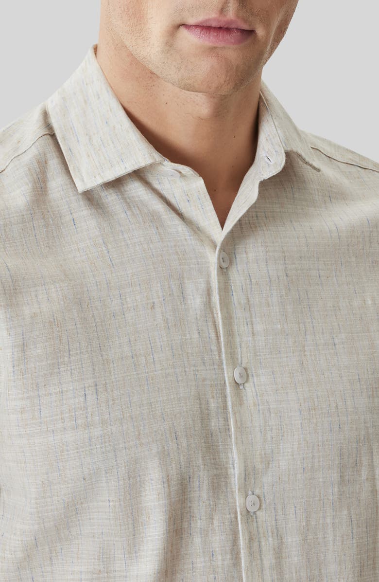 Robert Barakett Junpeli Cotton & Linen Blend Button-Up Shirt, Alternate, color, String