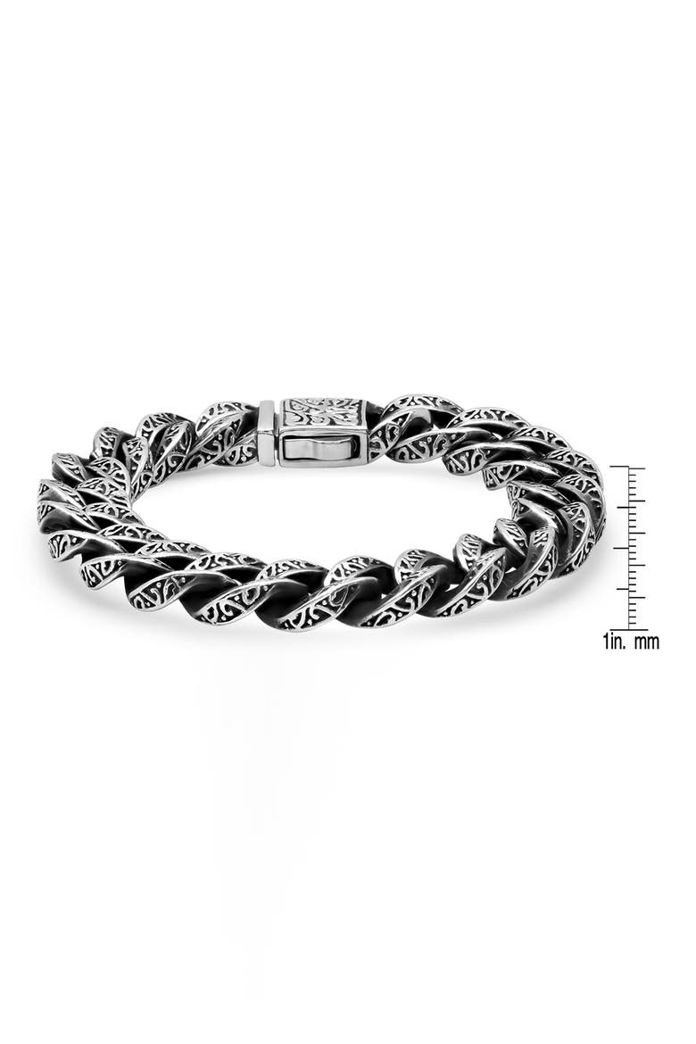 Men's Oxidized Stainless Steel Scroll Chain Bracelet, Alternate, color, METALLIC