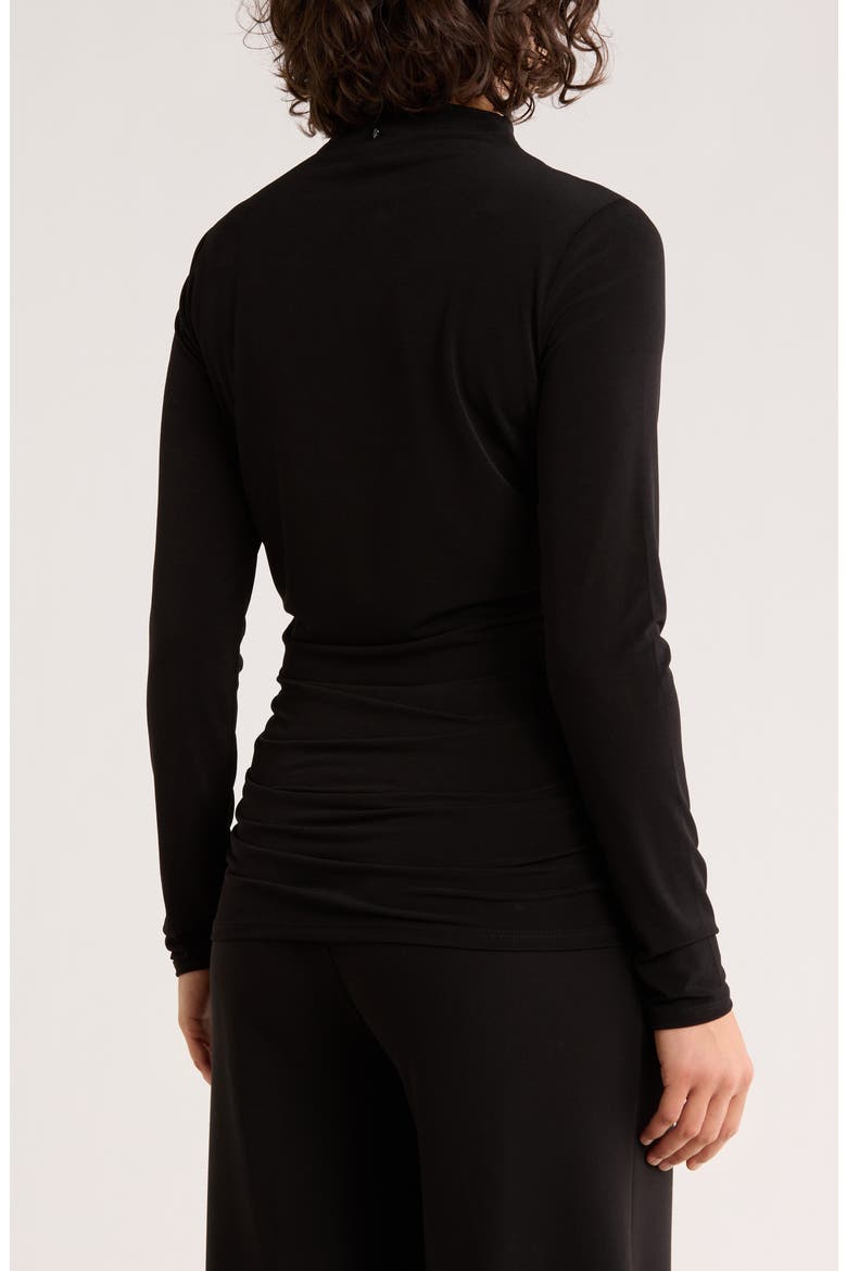 Funnel Neck Long Sleeve Ruched Top, Alternate, color, BLACK