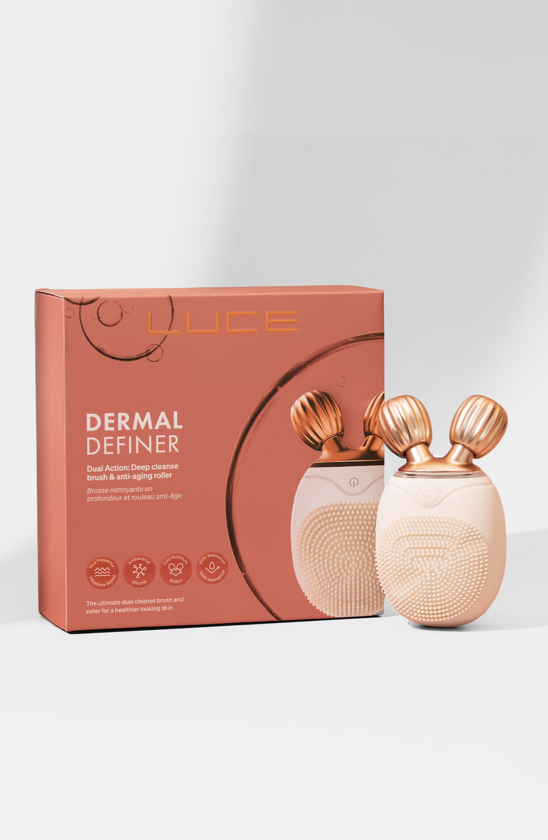 LUCE BEAUTY Dual-Sided Cleansing Face Brush, Massager & Roller - Travel-Friendly, Main, color, Ivory