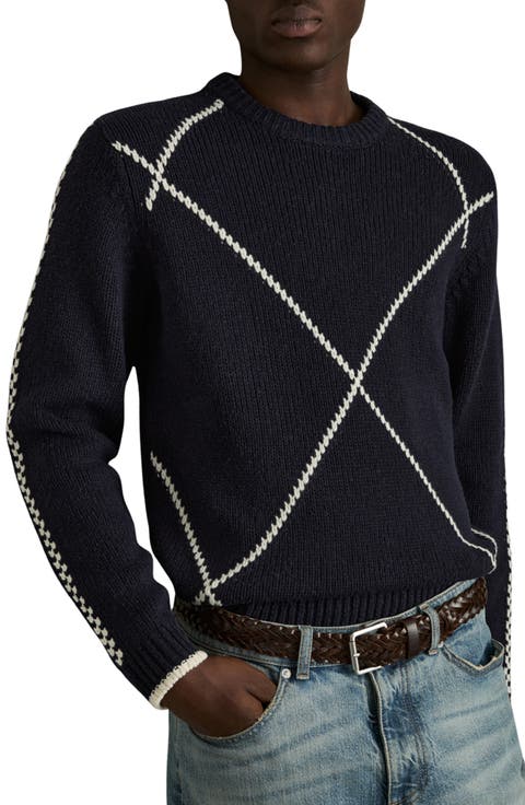 Parvey Geo Pattern Wool Blend Crewneck Sweater