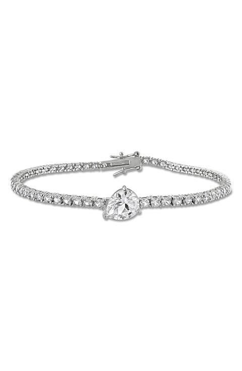 Lab-Grown White Sapphire Tennis Bracelet
