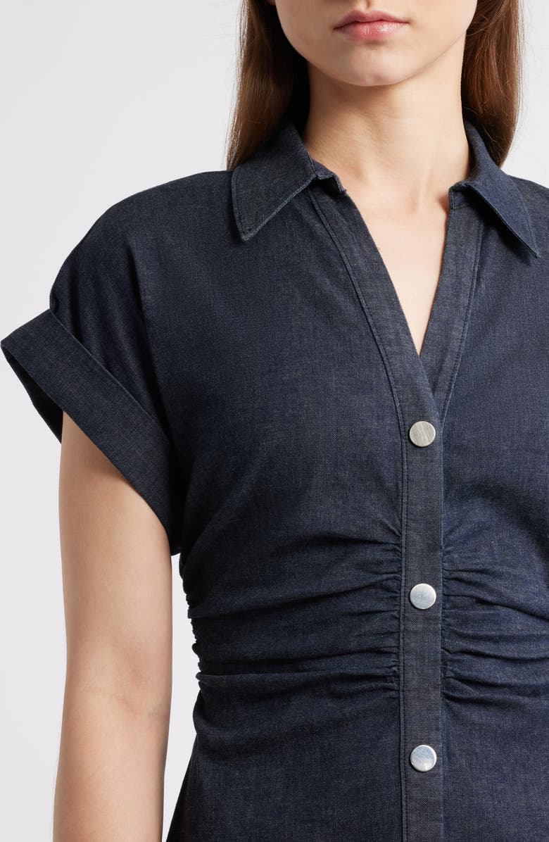 Anne Klein Denim Midi Shirtdress, Alternate, color, Dark Rinse Wash