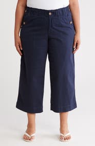 Democracy Button Pocket Crop Wide Leg Pants