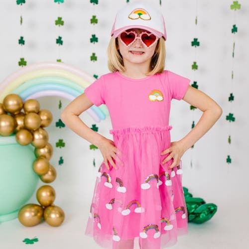Shop Sweet Wink Rainbow Patch Trucker Hat In Pink/white