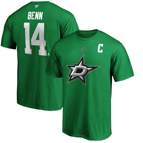Men's Fanatics Branded Jamie Benn Kelly Green Dallas Stars Authentic Stack Name & Number T-Shirt