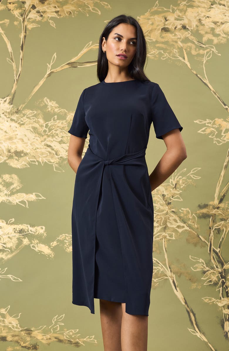 Maggy London Short Sleeve Twisted Overlay Midi Dress | Nordstromrack Maggy London Short Sleeve Twisted Overlay Midi Dress | Nordstromrack
