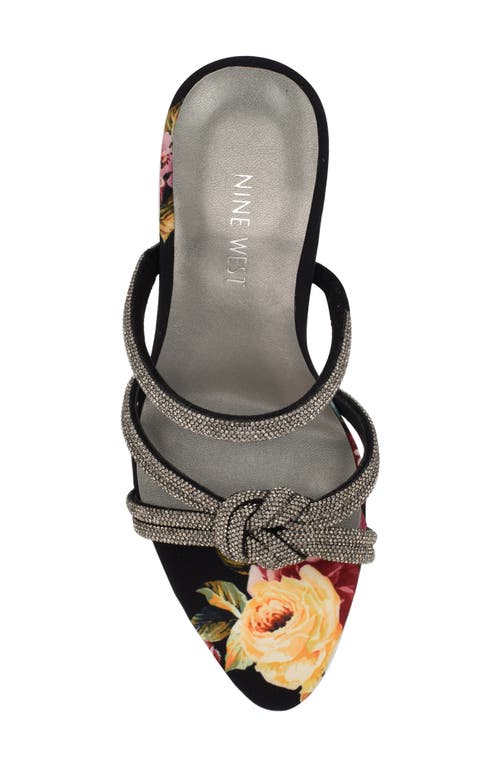 Nine West Unela Crystal Embellished Strap Sandal In Black