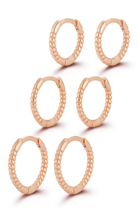 Set of 3 Twist Huggie Hoop Earrings