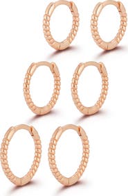 GLAZE JEWELRY Set of 3 Twist Huggie Hoop Earrings