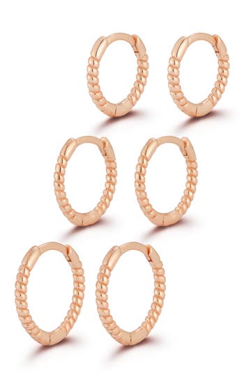 Glaze Jewelry Set Of 3 Twist Huggie Hoop Earrings In Gold