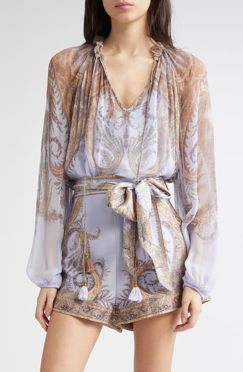 Hypnotic Paisley Split Neck Top