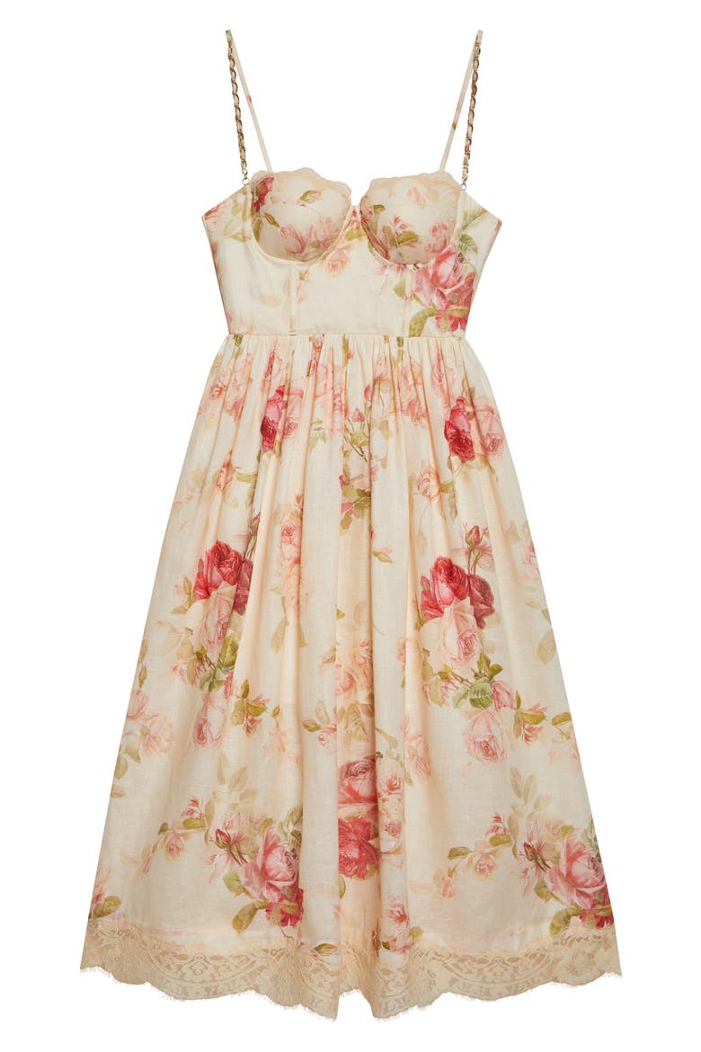 Roselight Picnic Linen Midi Sundress, Alternate, color, CREAM ROSE FLORAL