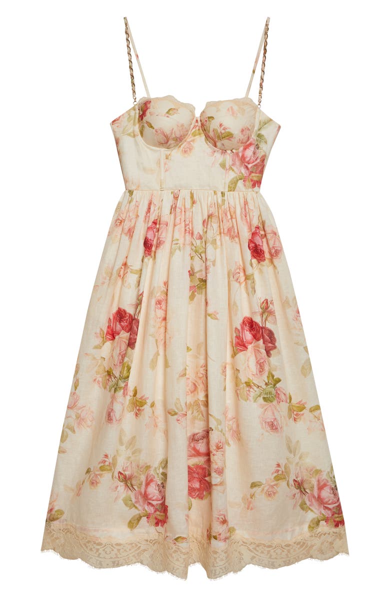 Zimmermann Roselight Picnic Linen Midi Sundress, Alternate, color, Cream Rose Floral