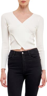 Endless Rose Wrap Front Rib Sweater