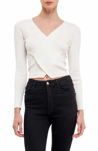 Endless Rose Wrap Front Rib Sweater