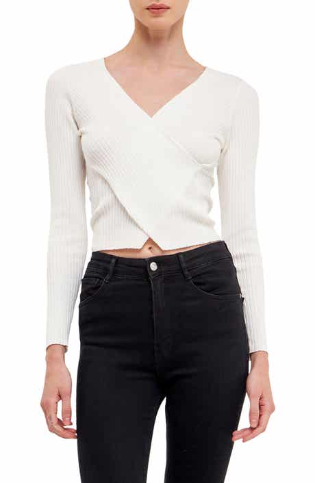 Endless Rose Wrap Front Rib Sweater