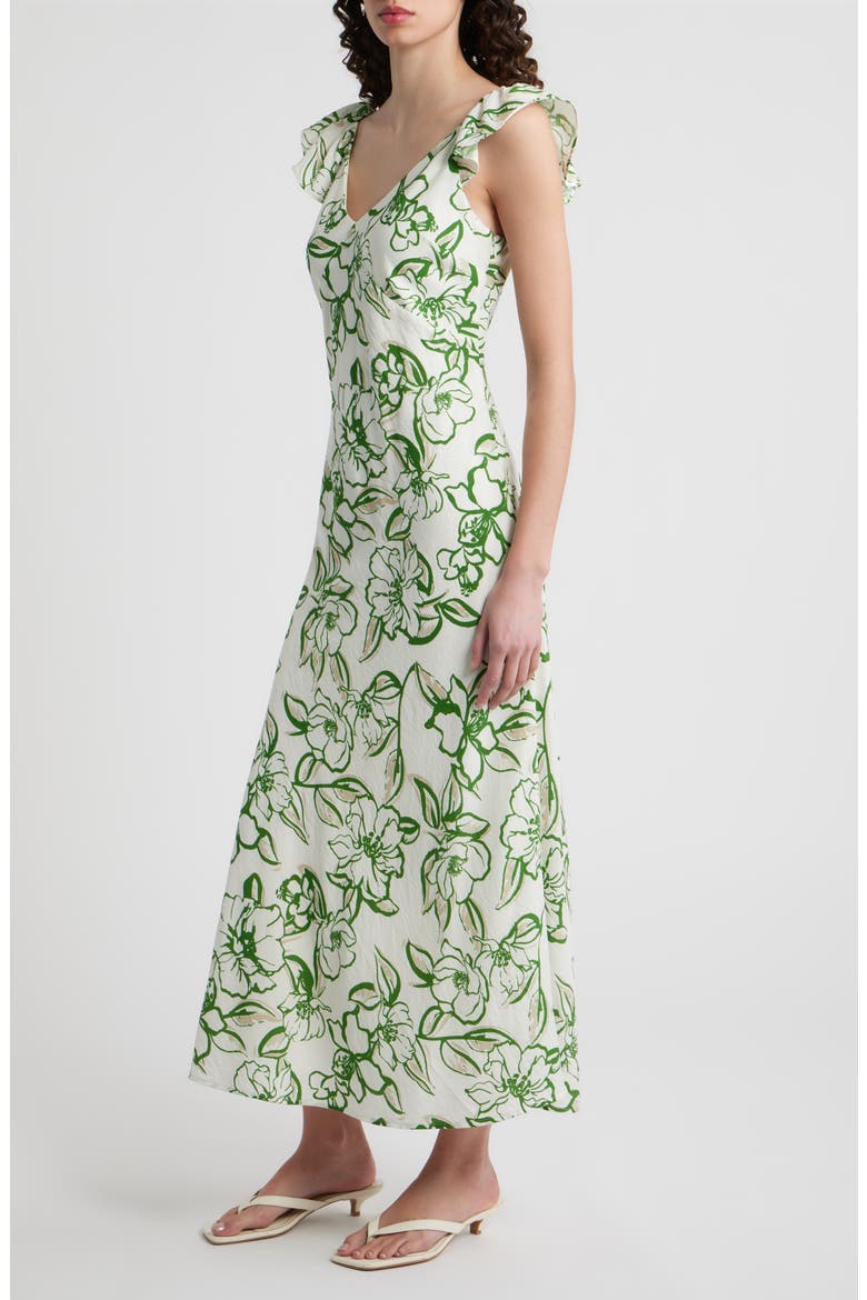 Petal Sketch Maxi Dress, Alternate, color, CLOVER