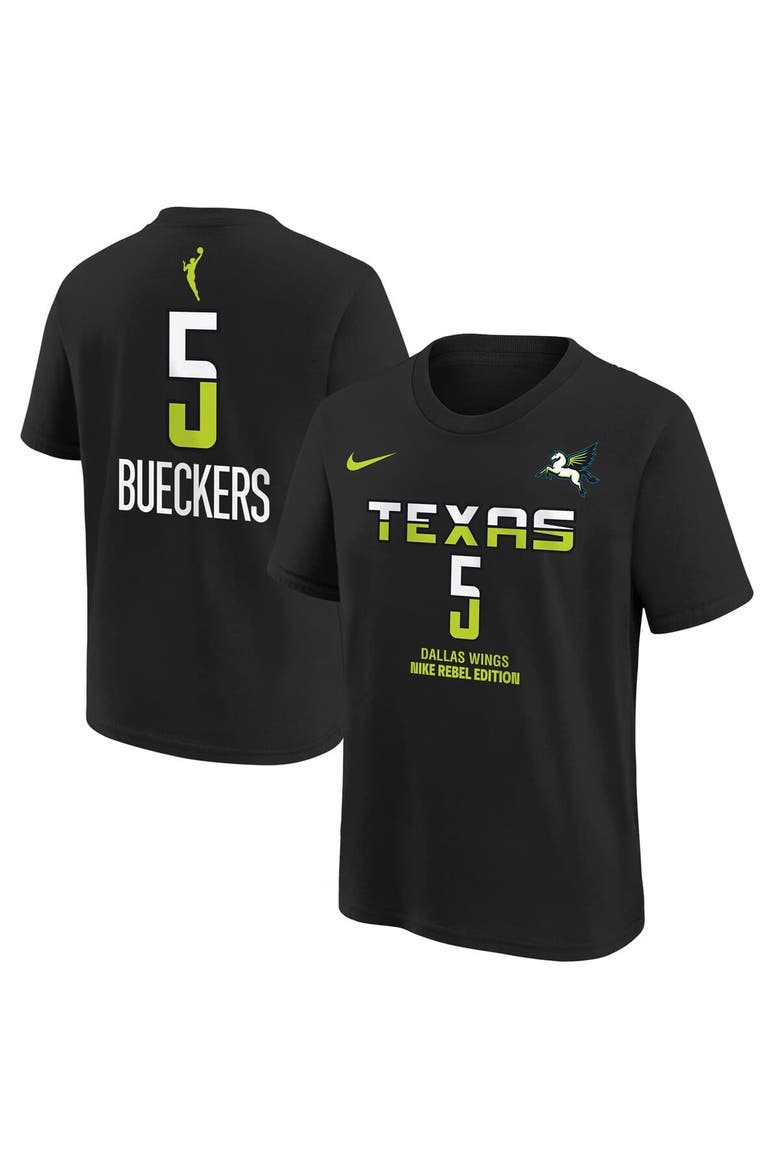 Youth Nike Paige Bueckers Black Dallas Wings 2025 WNBA Draft Rebel Name & Number T-Shirt, Alternate, color, Black