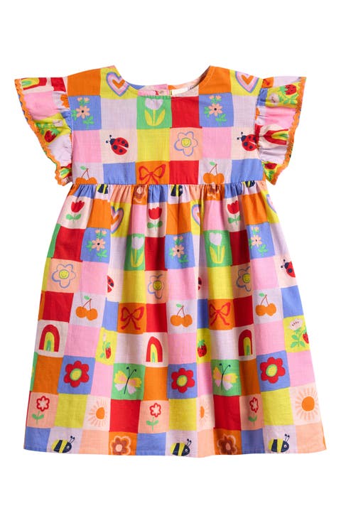 Kids' Rainbow Check Frill Dress (Toddler, Little Kid & Big Kid)