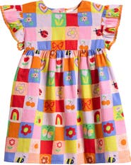 NEXT Kids' Rainbow Check Frill Dress