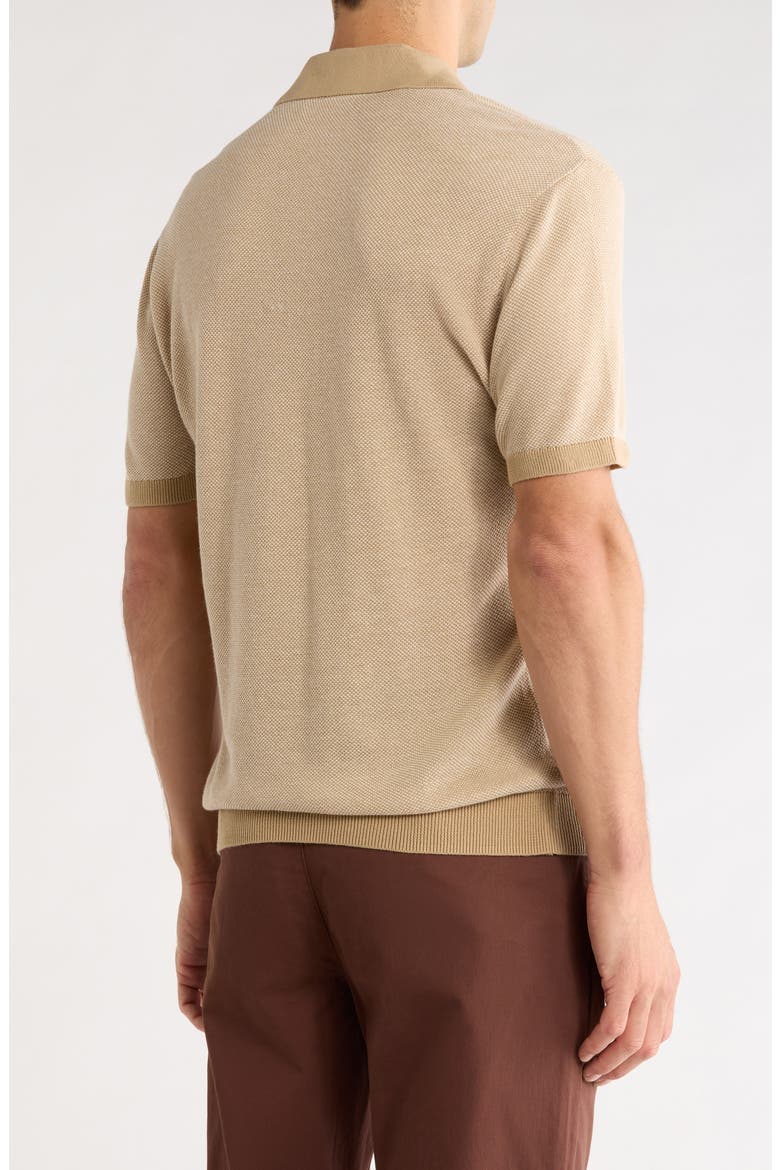 Two-Tone Cotton Polo, Alternate, color, CORNSTALK ANTIQUE WHITE