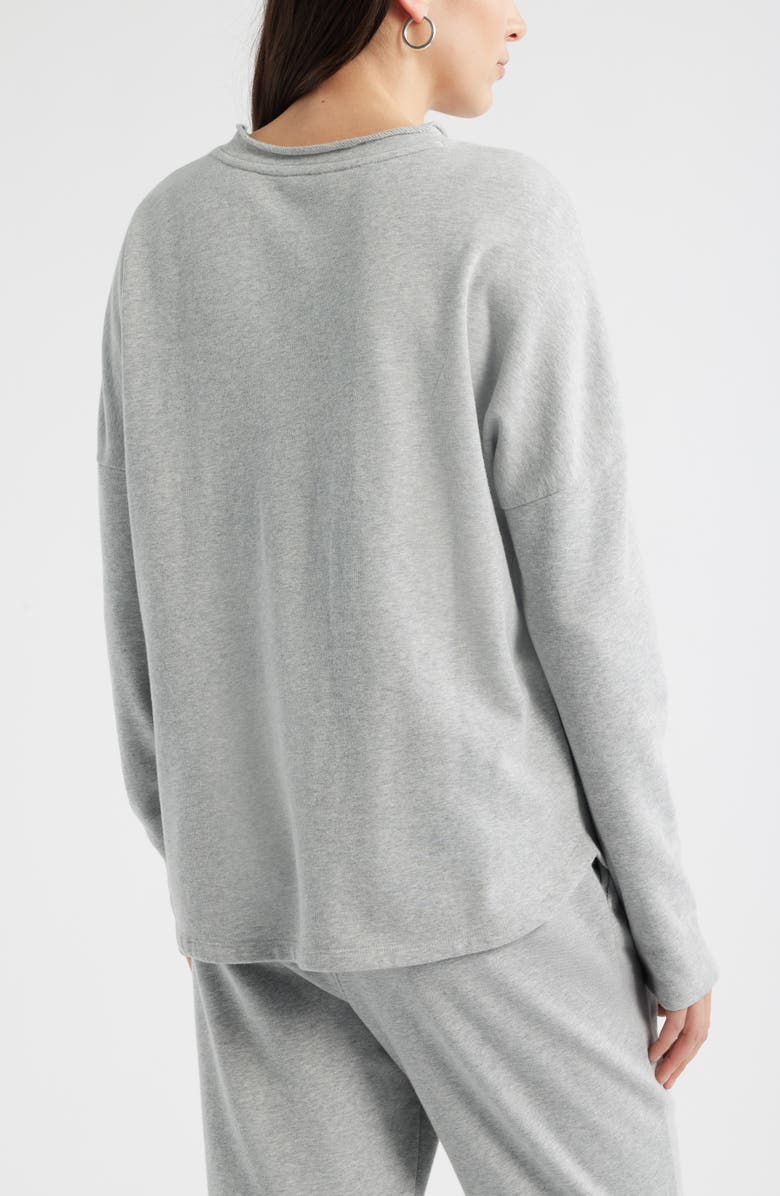 Caslon<sup>®</sup> Roll Crewneck Terry Sweatshirt, Alternate, color, Grey Heather