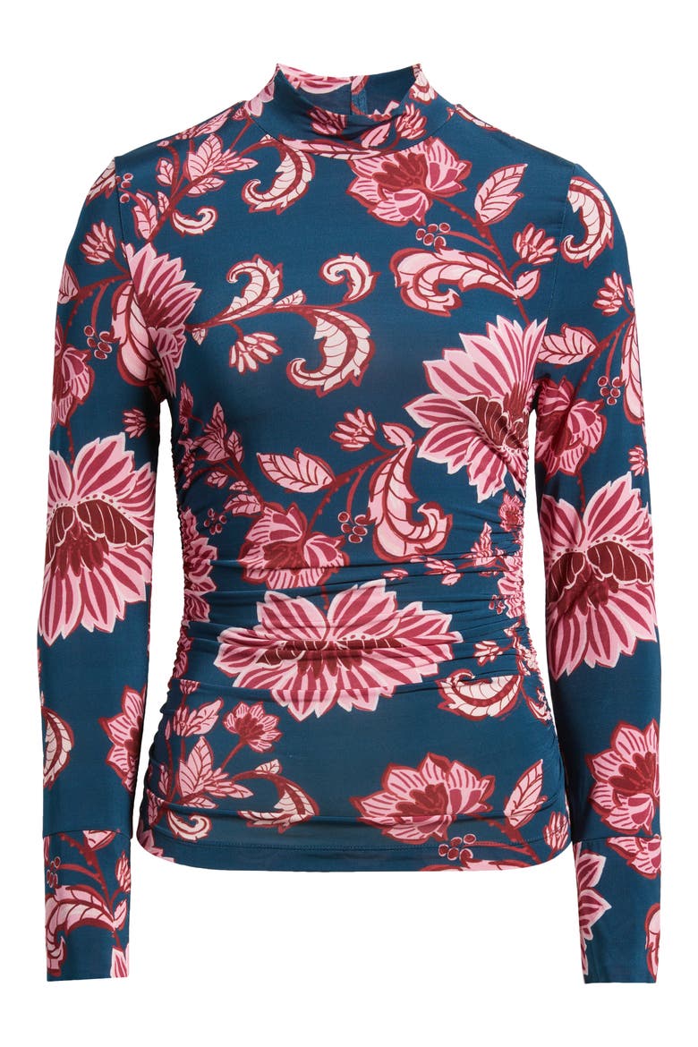 Flower Delicacy Ruched Jersey Top, Alternate, color, DARK BLUE