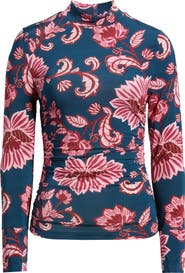 FARM Rio Flower Delicacy Ruched Jersey Top