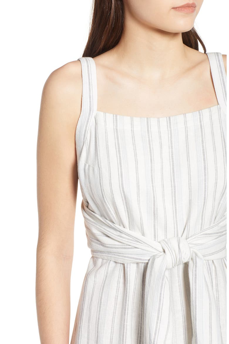 Stripe Tie Front Jumpsuit, Alternate, color, IVORY VERIGATED STRIPE