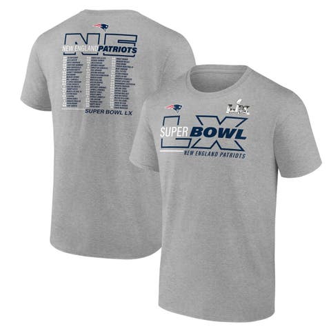 Men's Fanatics  Heather Gray New England Patriots Super Bowl LX Roster T-Shirt