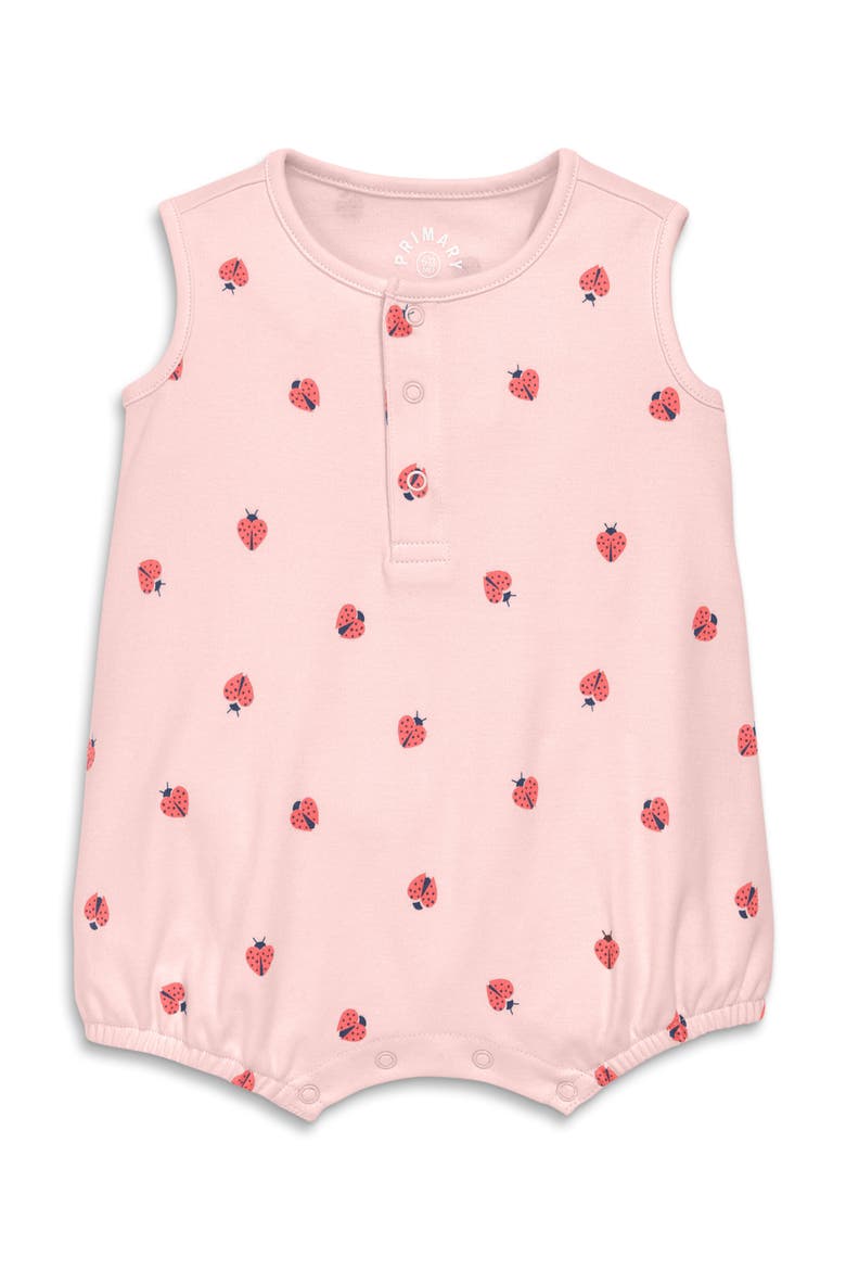 Baby Organic Henley Tank Shortie In Baby Bugs, Main, color, Light Blossom Ladybugs