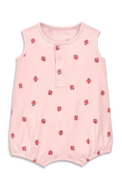 Baby Organic Henley Tank Shortie In Baby Bugs