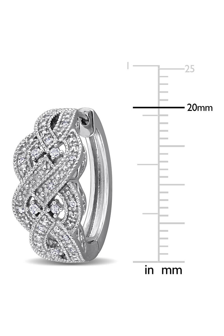 Braided Diamond Hoop Earrings, Alternate, color, SILVER