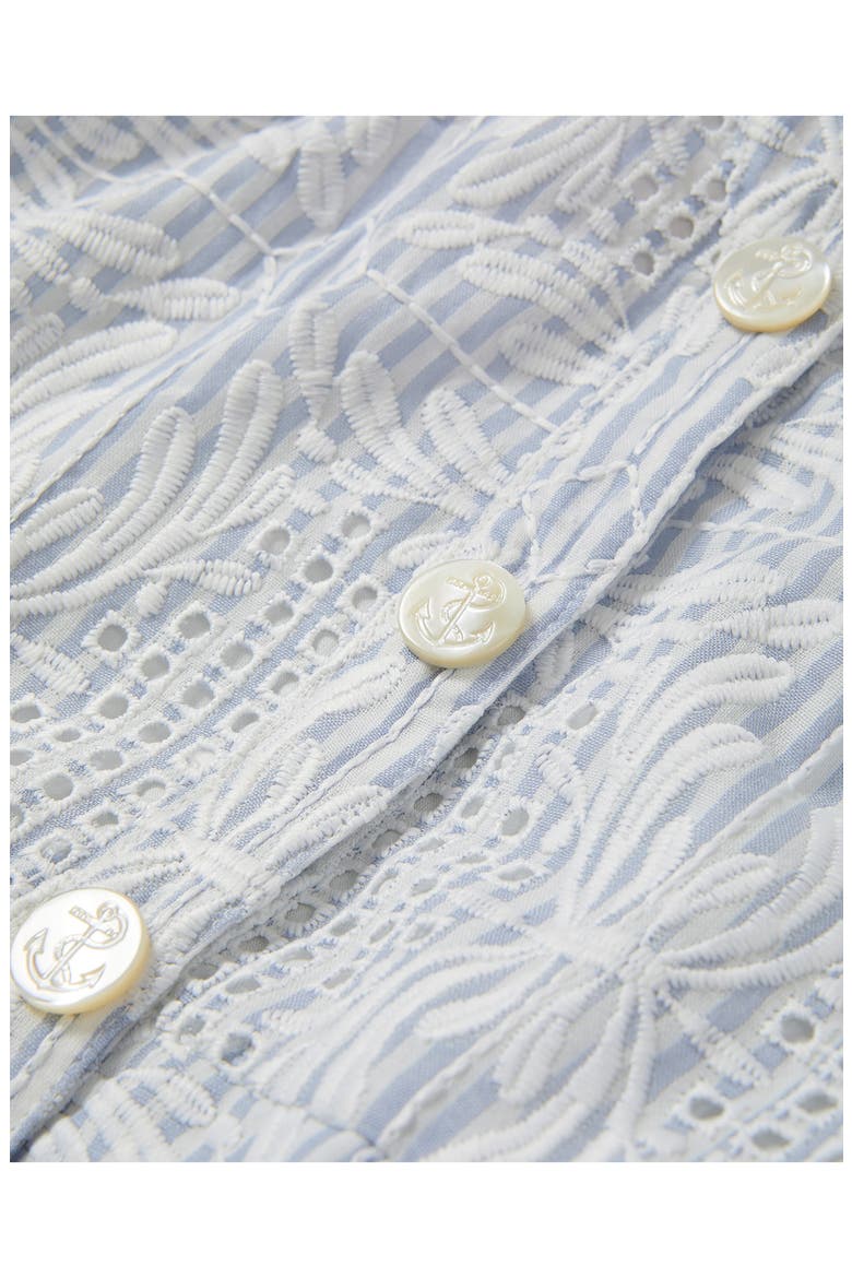 Bobbie Embroidered Eyelet Puff Sleeve Fit & Flare Dress, Alternate, color, BLUE/ WHITE