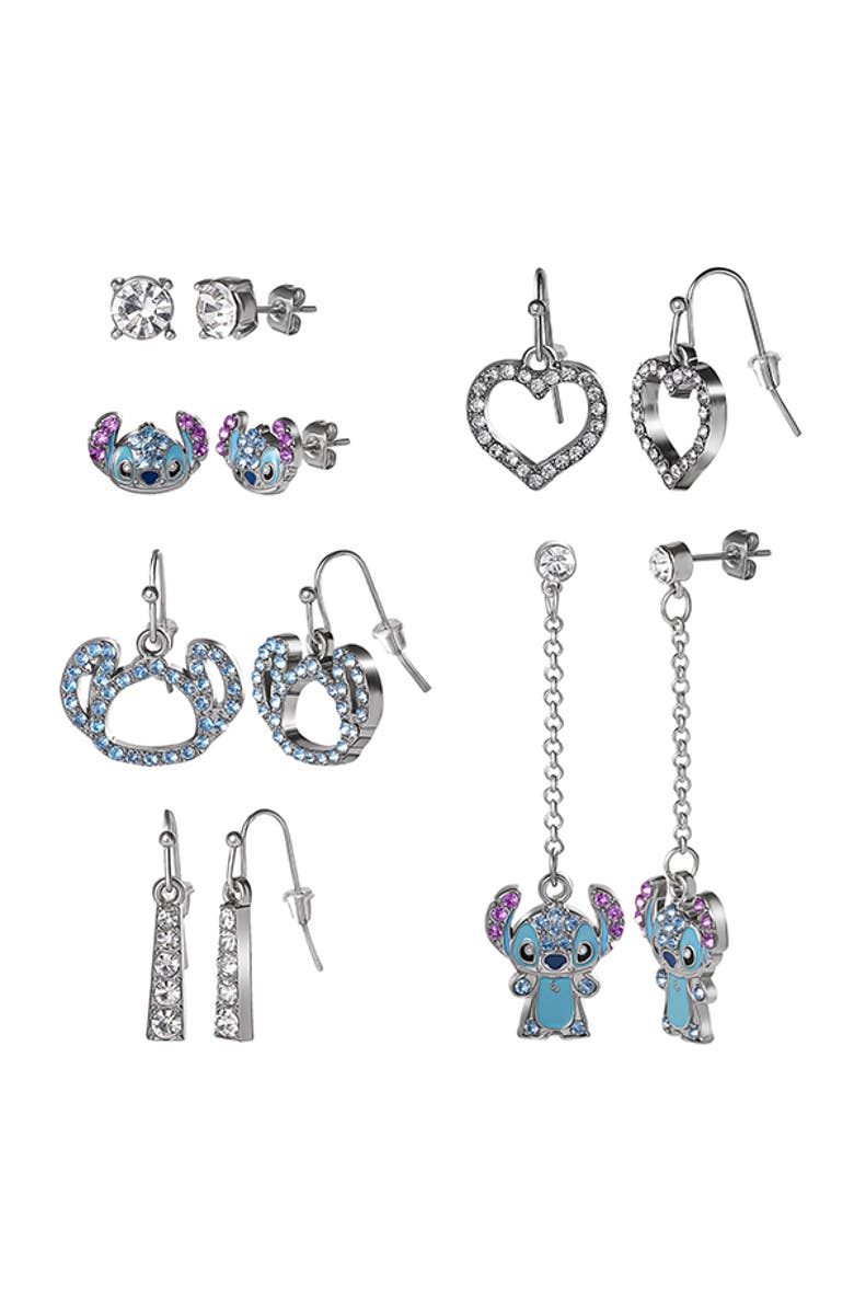 Disney Silver-Plated Stitch Earrings Set - 6 Pairs, Main, color, Silver, Blue