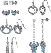 Disney Silver-Plated Stitch Earrings Set - 6 Pairs