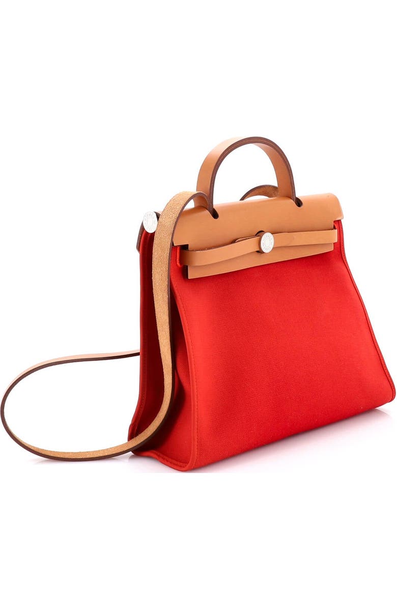 Pre-Owned Hermes Herbag Zip Leather and Toile 31, Alternate, color, Rouge Tomate