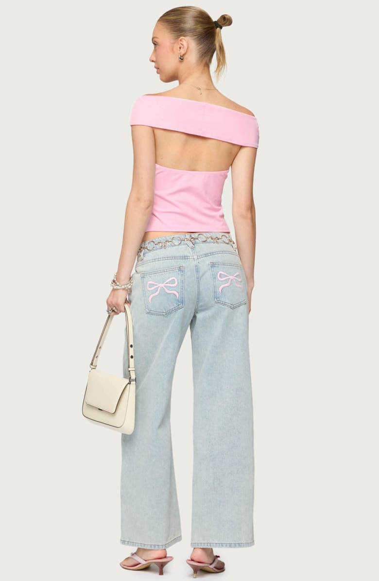 EDIKTED Mikkey Cutout Off the Shoulder Top, Alternate, color, Light-Pink