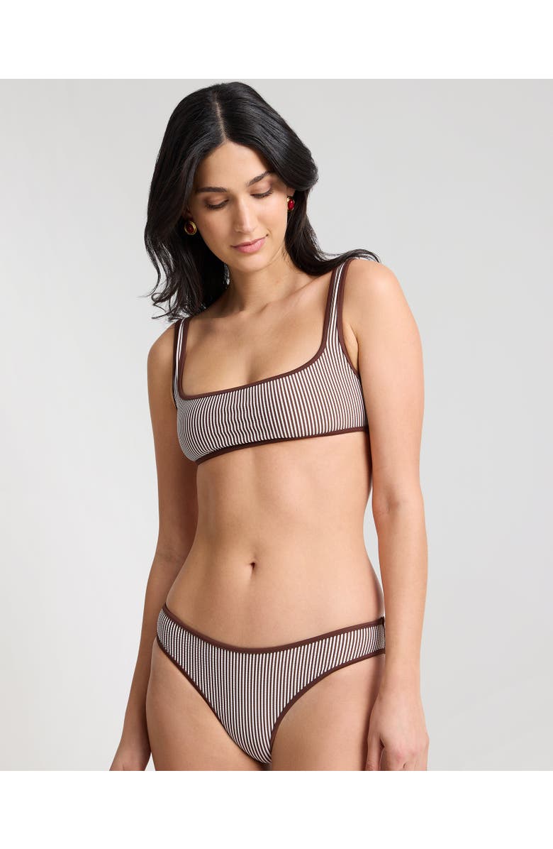 Onia Claire Tricot Bikini Top, Alternate, color, Brown/White