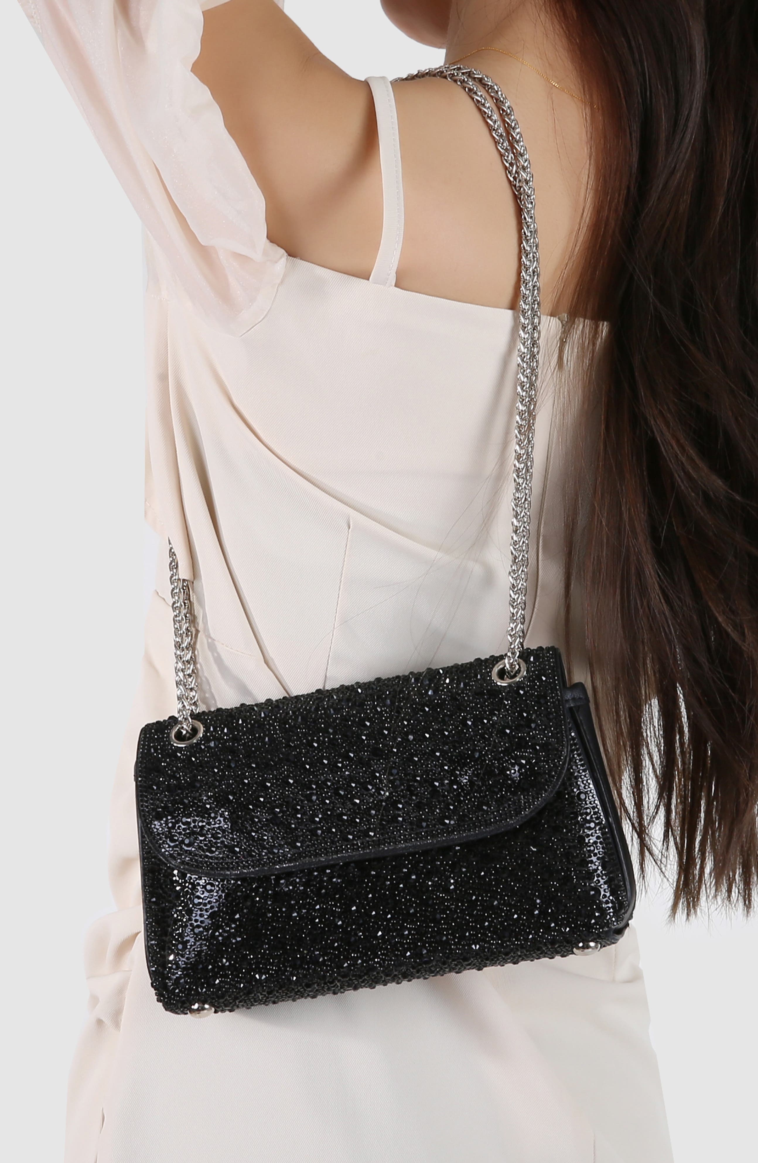 BERNESS Rhinestone Pavé Crossbody Bag, Alternate, color, Black
