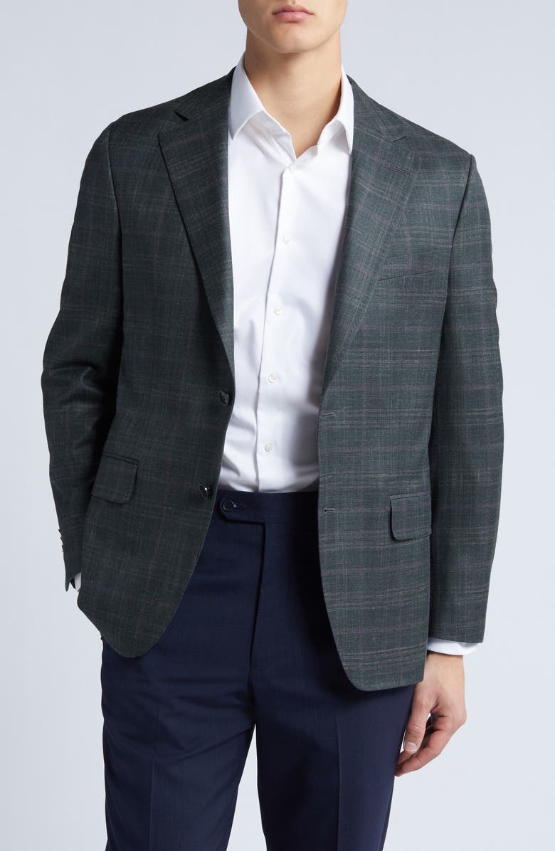 Peter Millar Tailored Fit Plaid Wool, Linen & Silk Blend Sport Coat, Main, color,