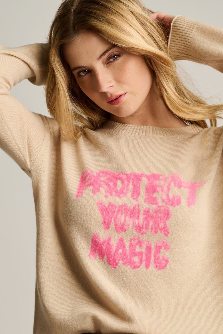 Protect Your Magic Cashmere Sweater, Alternate, color, Latte