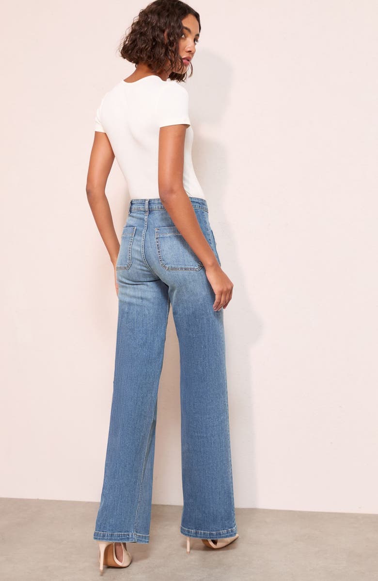 Friends Like These Pintuck Patch Pocket Wide Leg Jeans, Alternate, color, Blue