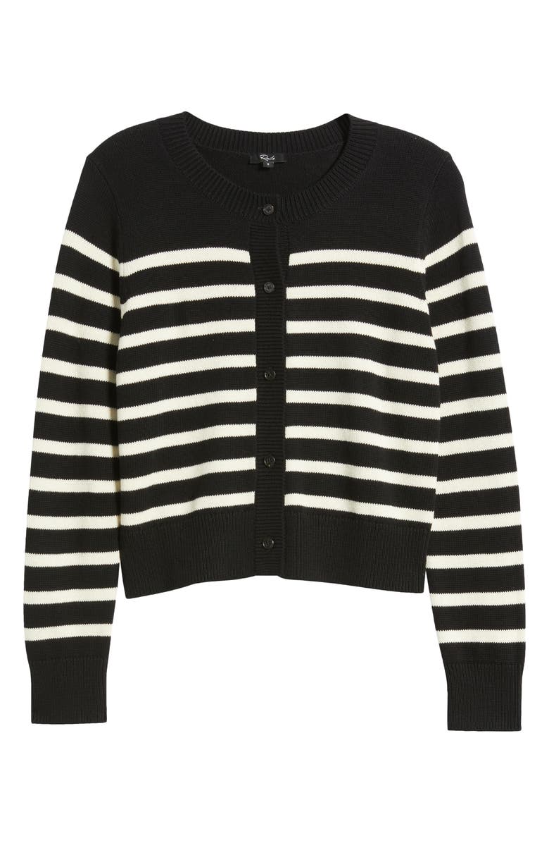 Rails Norah Cotton & Cashmere Blend Cardigan, Alternate, color, Black Ivory Stripe