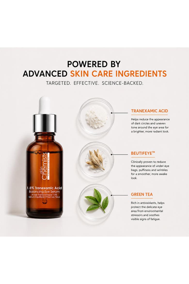 SC 1.5% Transexamic Acid Balancing Eye Serum 15ml for Anti-Aging, Brightening, Alternate, color, White